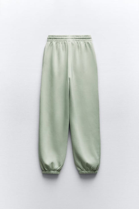 ZARA BASIC FLEECE JOGGERS - SEA GREEN